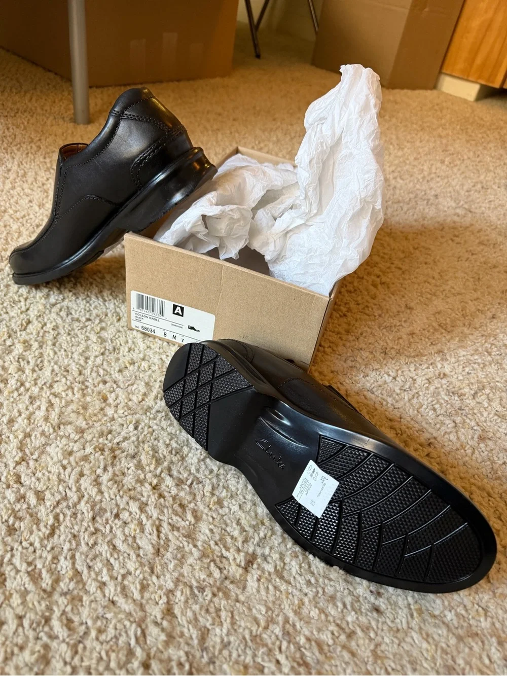 Clarks Black Leather Slip-On Casual Dress Loafers